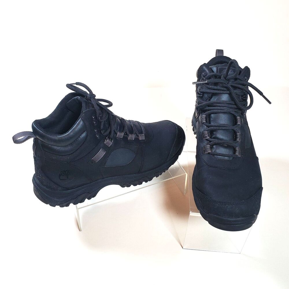 Timberland Men’s Boots Size 9.5 Black Leather Water Resistant Outdoors Hiking